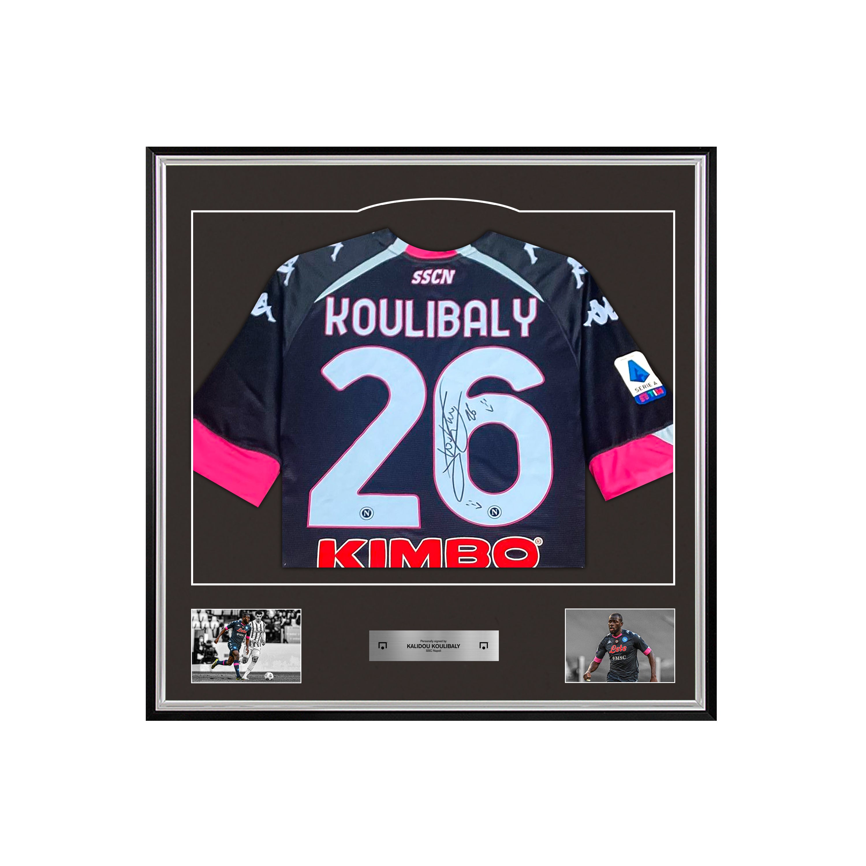 Kalidou Koulibaly gesigneerd en ingelijst SSC Napoli 2020-21 Match Issue shirt