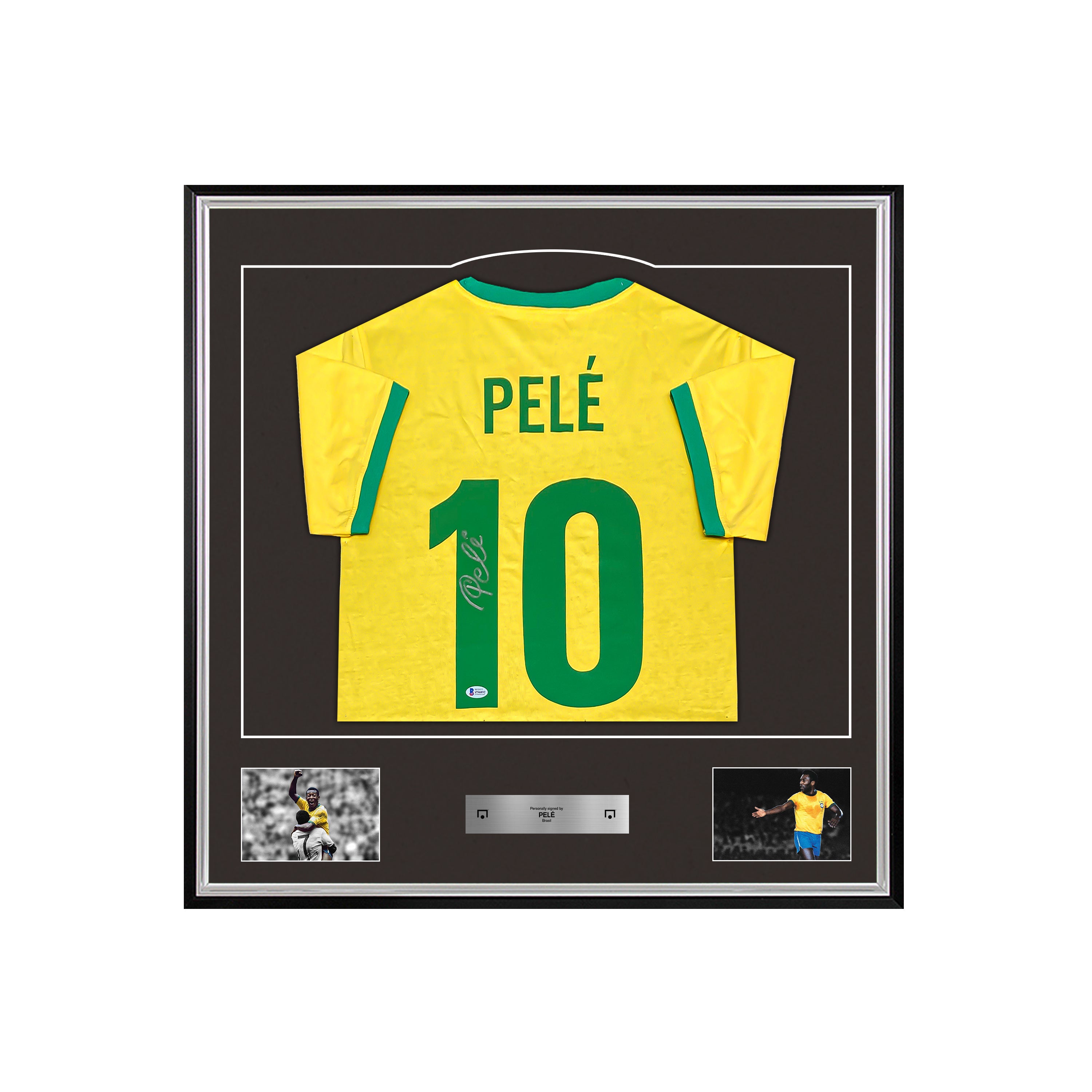 Pelé gesigneerd en ingelijst Brazilië shirt WK 1970