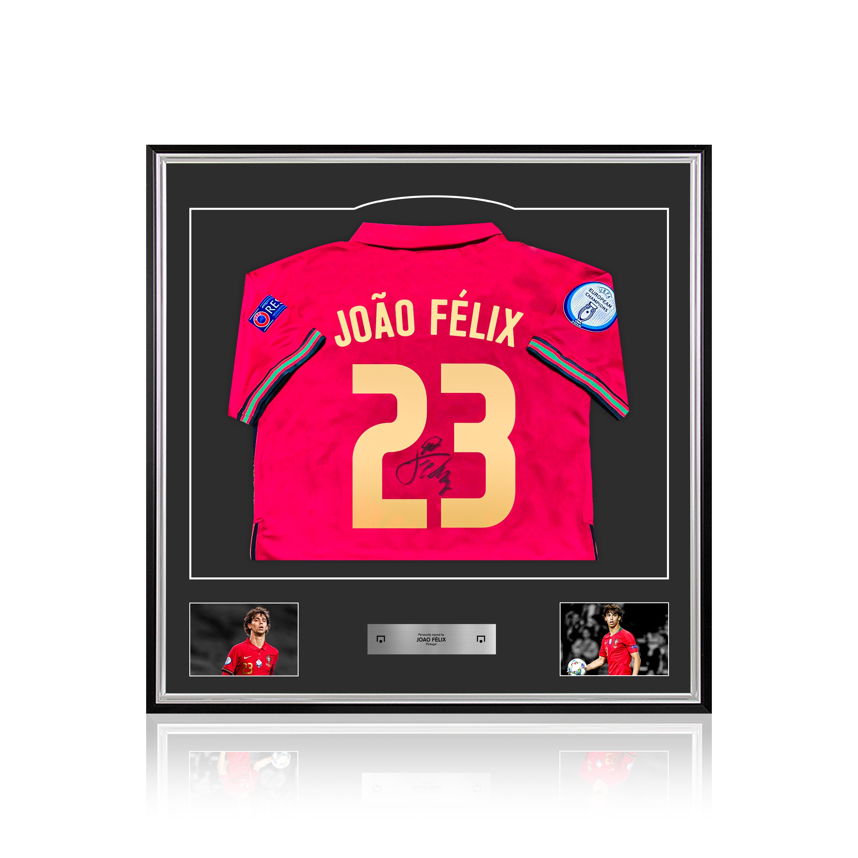 João Félix MATCH ISSUE gesigneerd en ingelijst Portugal home shirt