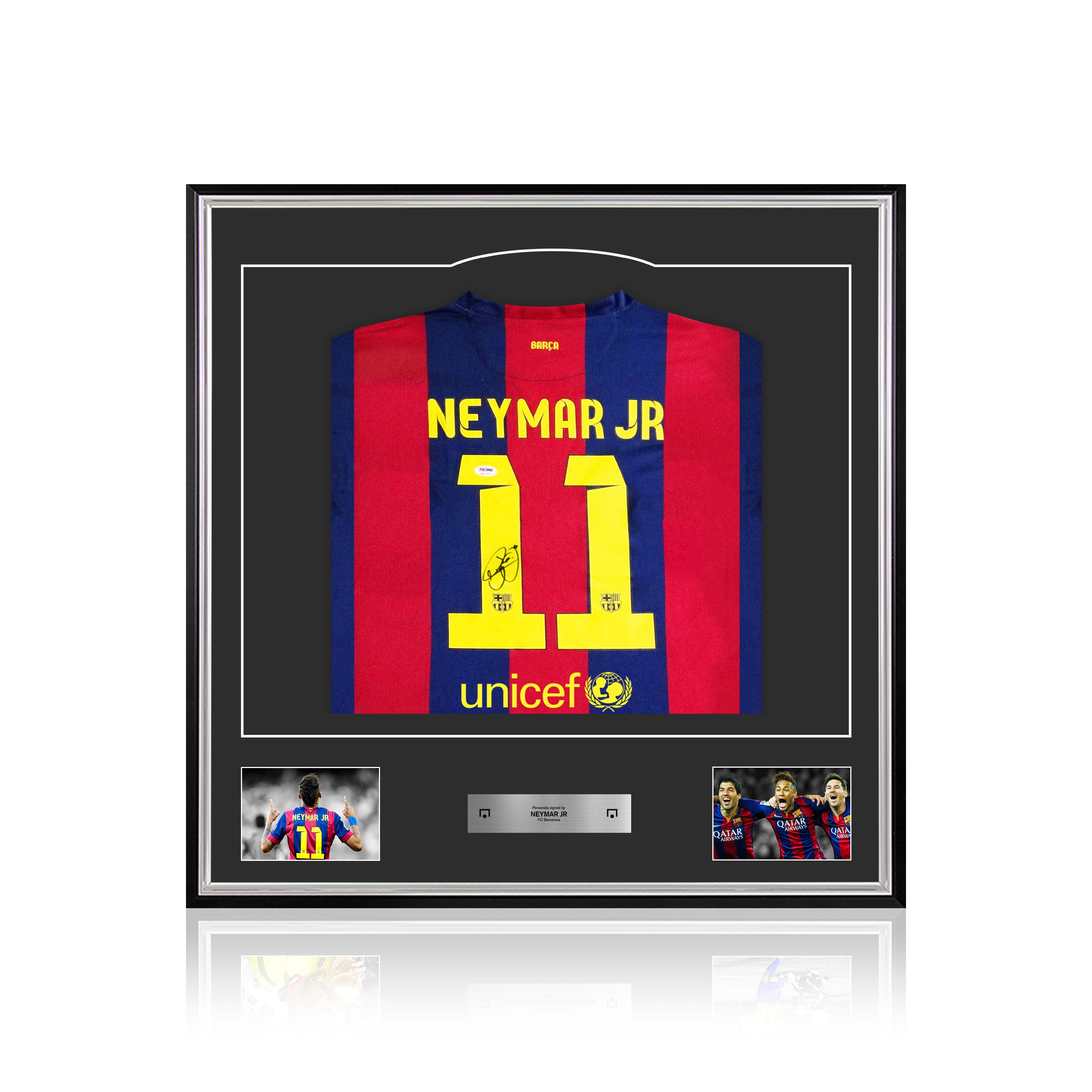 Neymar JR gesigneerd en ingelijst Barcelona home shirt 2014/15